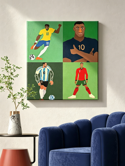 Vier Länder Fußball Stars Vierfeld Collage–WM-KUNST  – Malen nach Zahlen