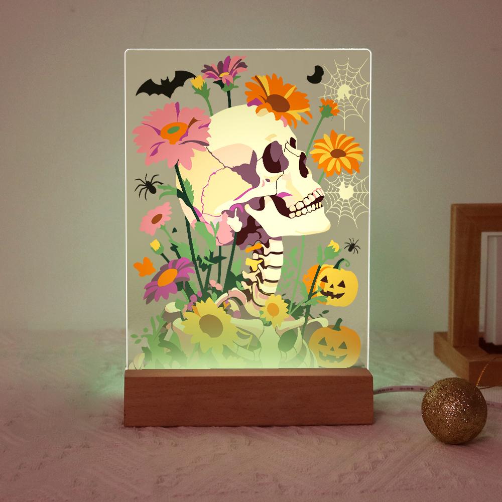Malen nach Zahlen Halloween Lampe – Blumenschädel