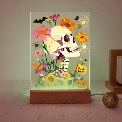 Malen nach Zahlen Halloween Lampe – Blumenschädel