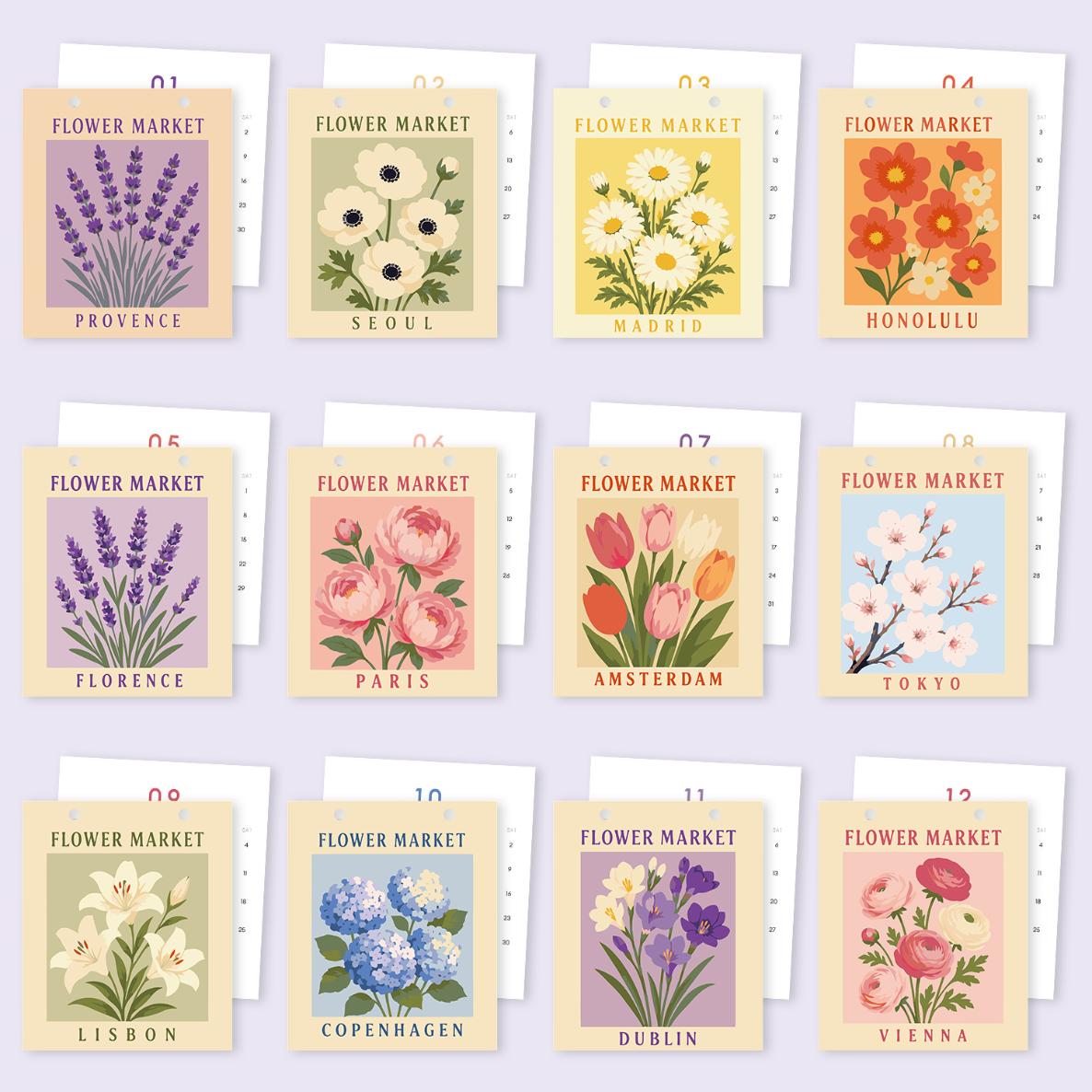 2027 Malen nach Zahlen Tischkalender | Blumenmarkt-Edition