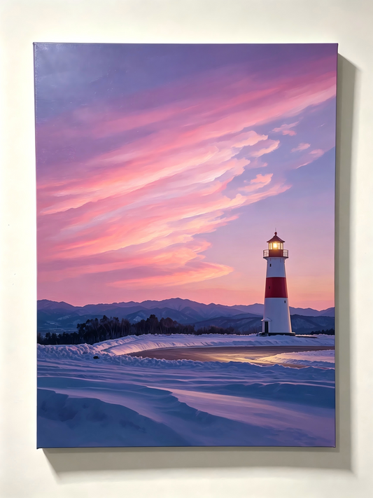 Der Leuchtturm im Abendhimmel- Malen nach Zahlen