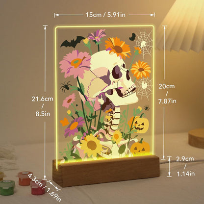 Malen nach Zahlen Halloween Lampe – Blumenschädel