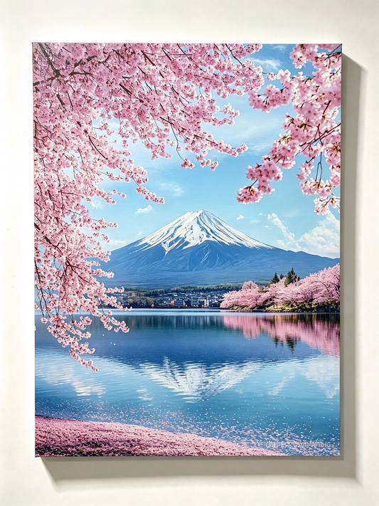 Fuji im Kirschblütenmeer- Malen nach Zahlen