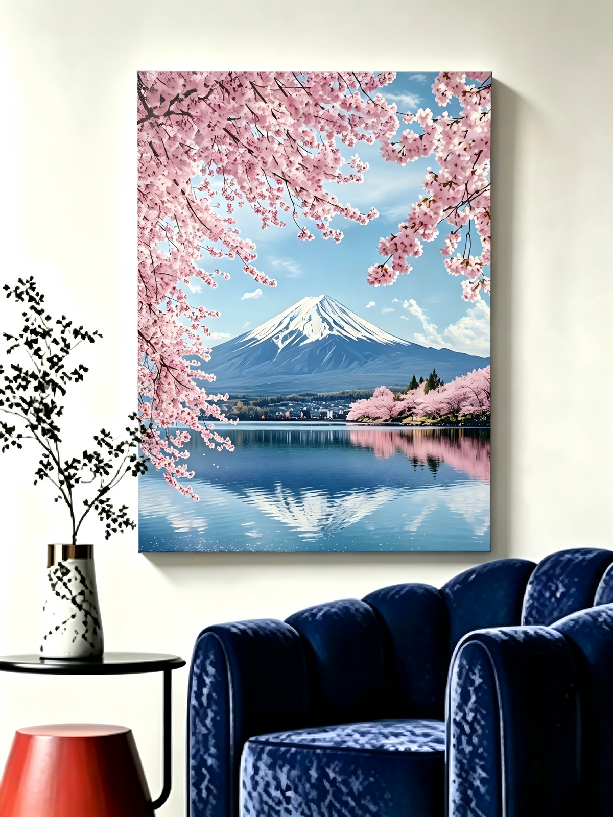Fuji im Kirschblütenmeer- Malen nach Zahlen