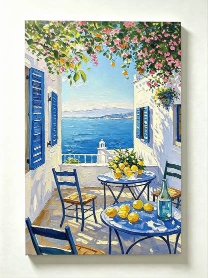 Terrasse am Ägäischen Meer - Malen nach Zahlen