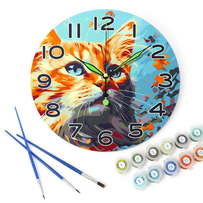 Malen nach Zahlen Uhr – Hübsche Katze
