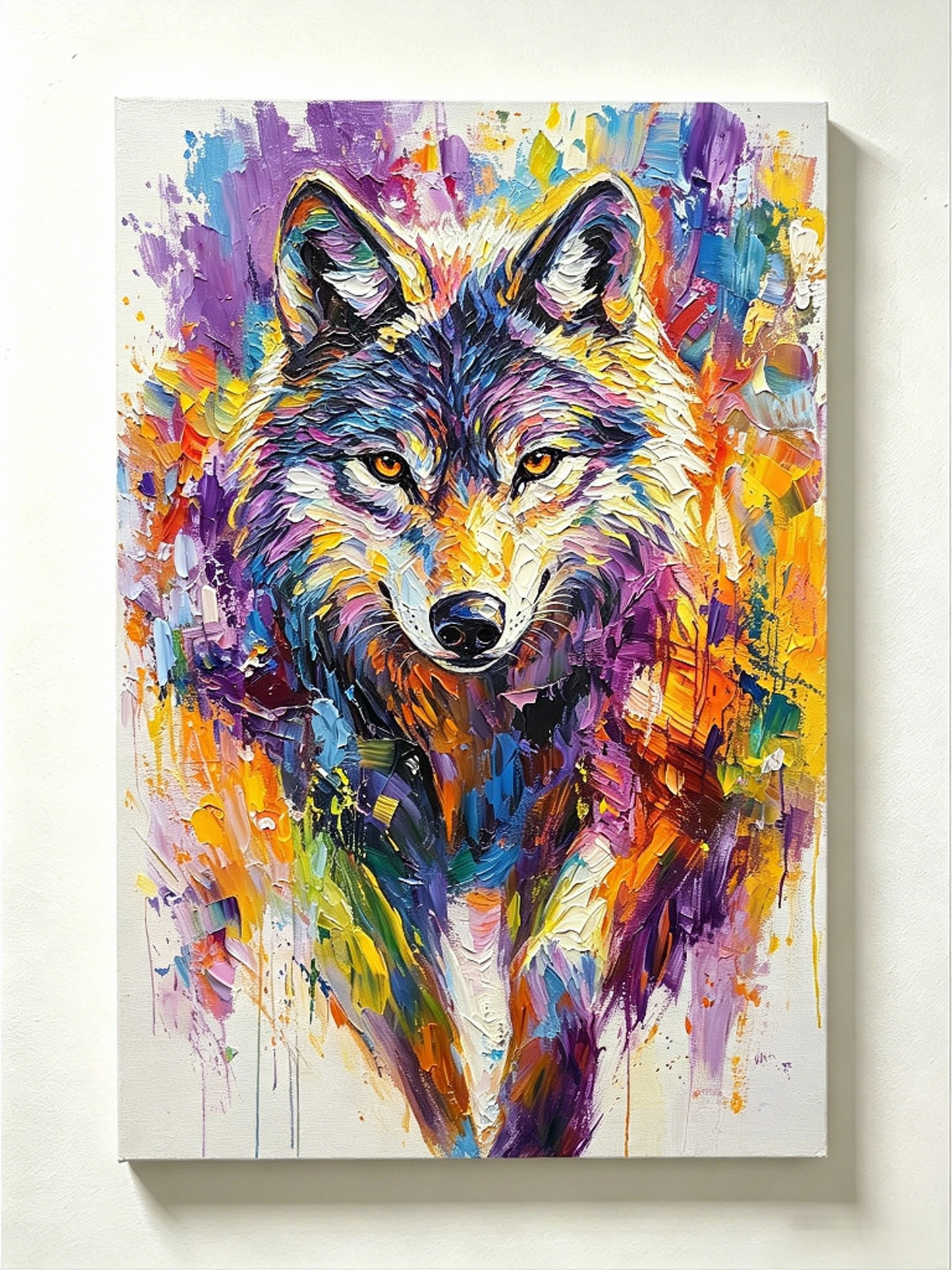 Regenbogenwolf mit kräftigen Farben - Malen nach Zahlen