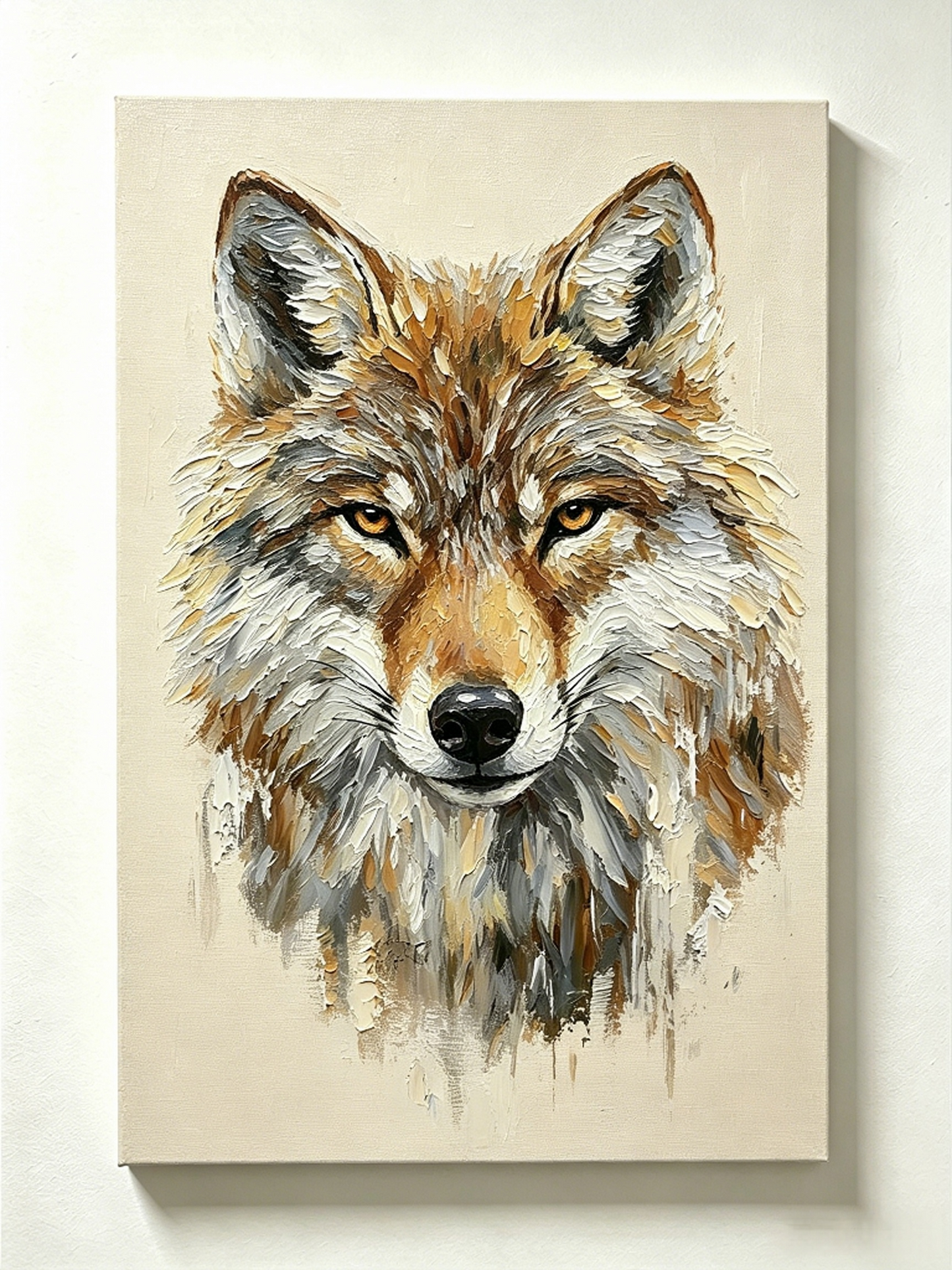 Brauner Wolf mit bernsteinfarbenen Augen- Malen nach Zahlen