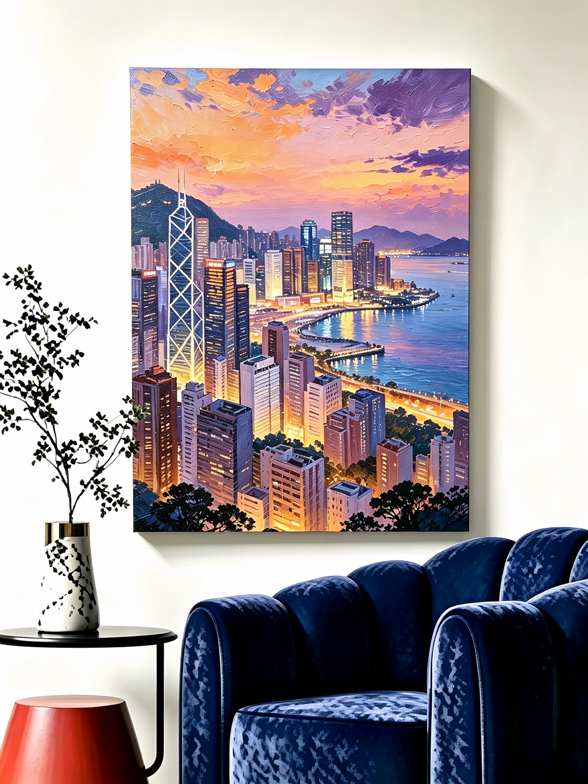 Hongkong‑Sonnenuntergang über der Bucht- Malen nach Zahlen