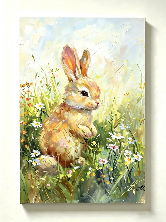Kleiner Hase zwischen Wildblumen - Malen nach Zahlen