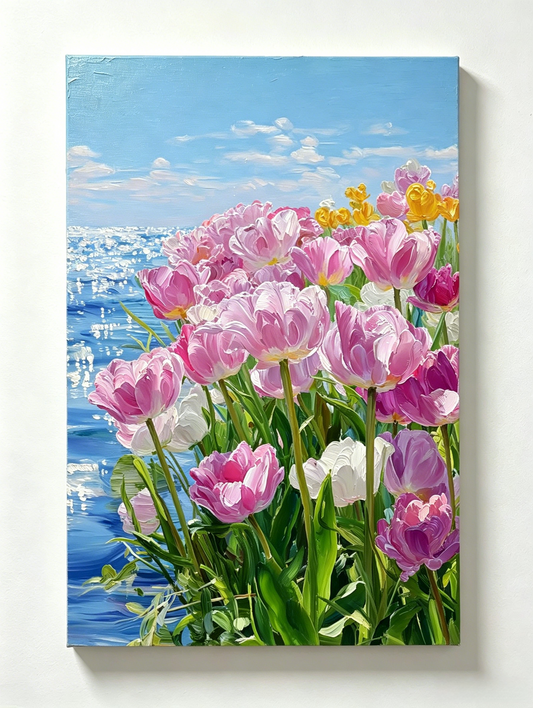 Tulpen am Meer - Malen nach Zahlen