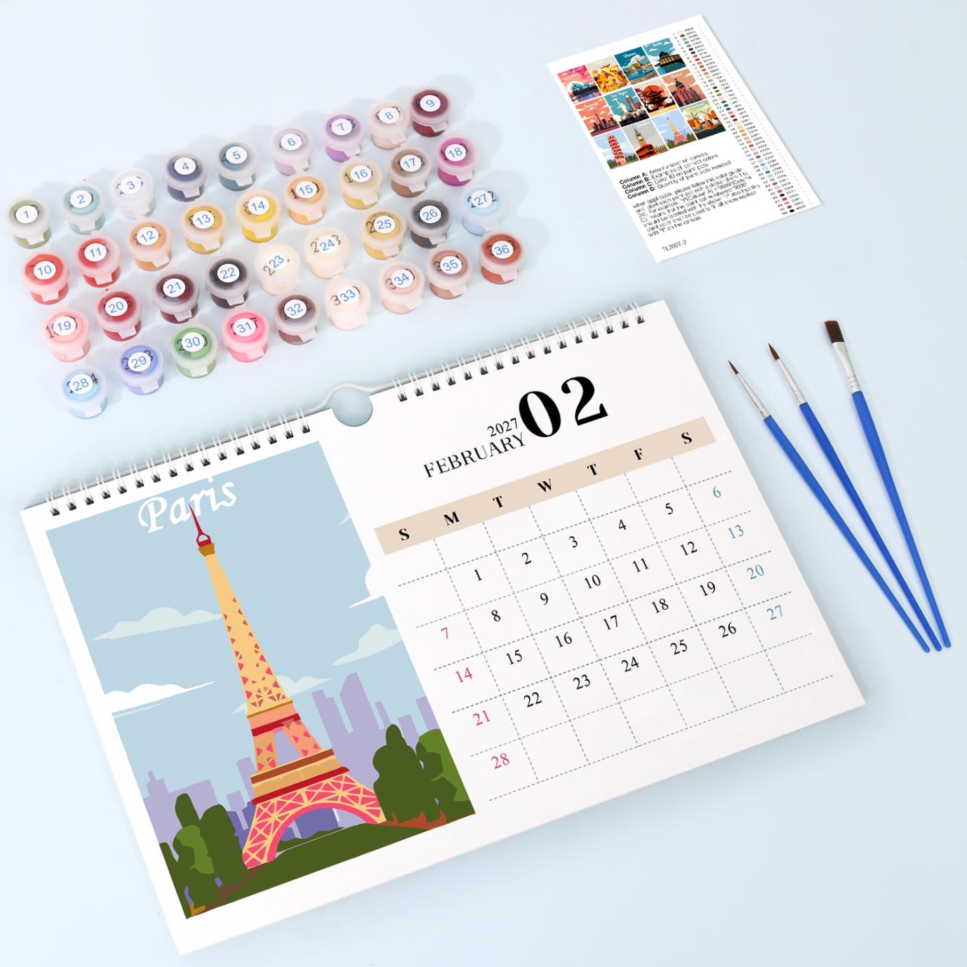 2027 Malen nach Zahlen Kalender | Berühmte Monumente Edition