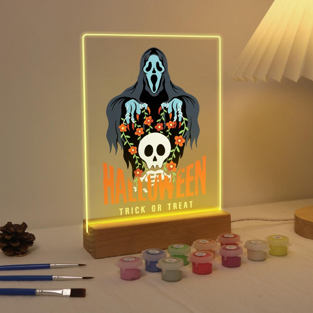 Malen nach Zahlen Halloween Lampe – Verfluchter Totenkopf
