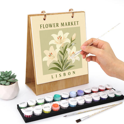 2027 Malen nach Zahlen Tischkalender | Blumenmarkt-Edition