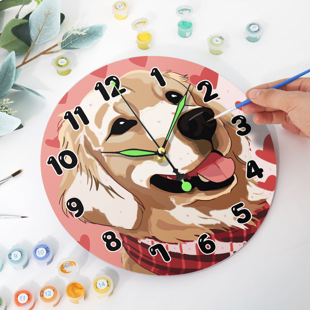 Malen nach Zahlen Uhr – Süßer Hund