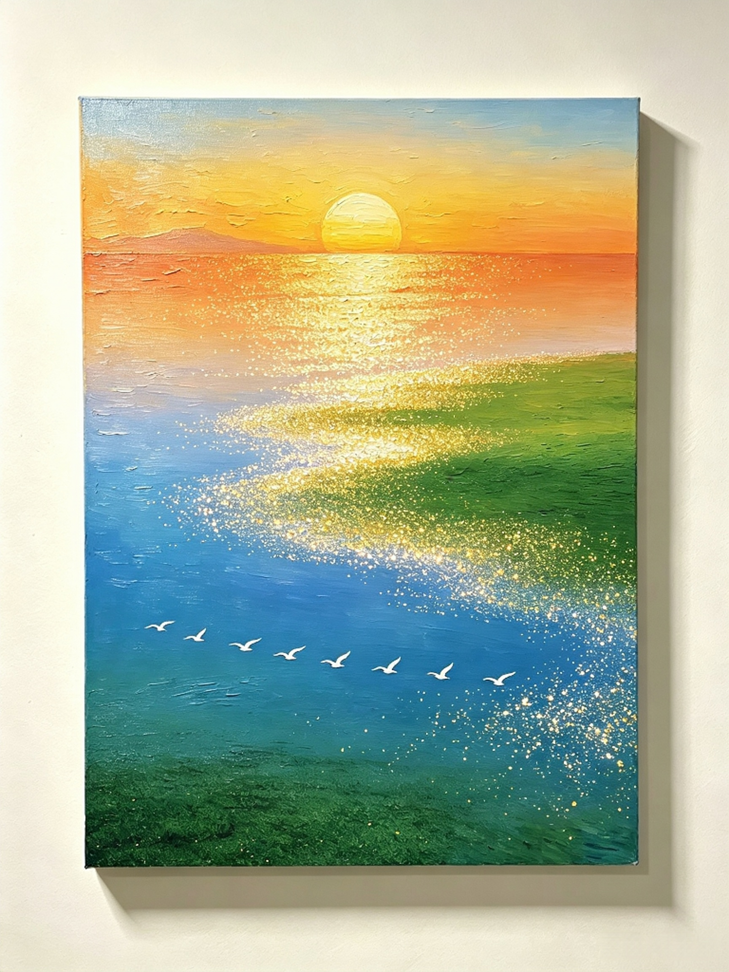 Goldener Sonnenuntergang am Meer- Malen nach Zahlen