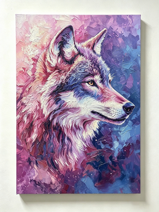 Wolfsprofil in Rosa & Lila - Malen nach Zahlen