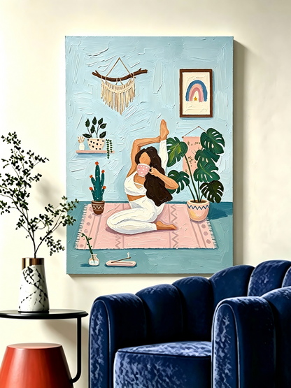 Yoga‑Zeit zu Hause mit Pflanzen- Malen nach Zahlen