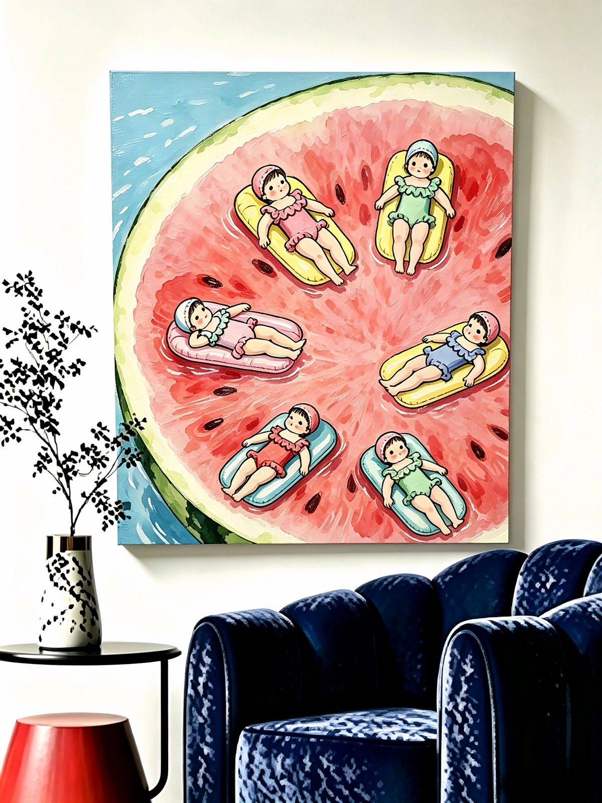 Sommerträume auf der Wassermelone- Malen nach Zahlen
