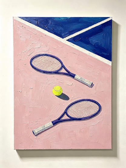Rosa‑Blauer Tennisplatz- Malen nach Zahlen