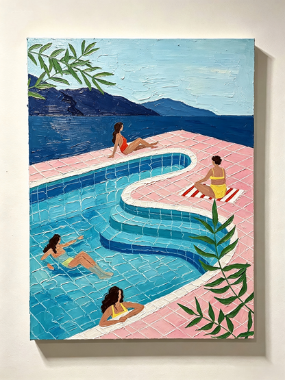 Sommerträume am türkisblauen Pool- Malen nach Zahlen