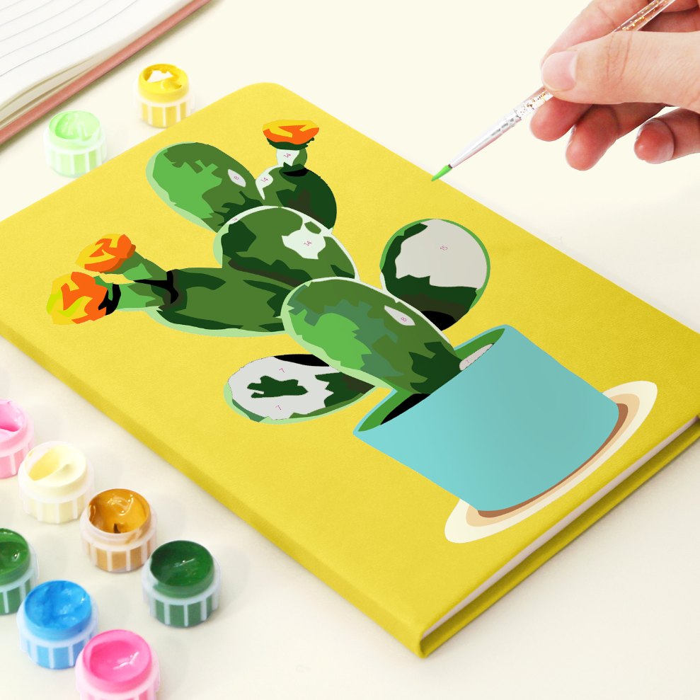 Malen nach Zahlen - Notizbuch – Kaktus | 2 Farben