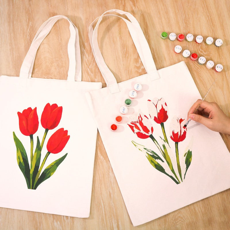 Malen nach Zahlen Totebag – Tulpen