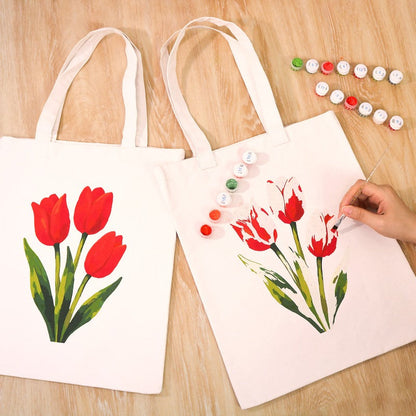 Malen nach Zahlen Totebag – Tulpen