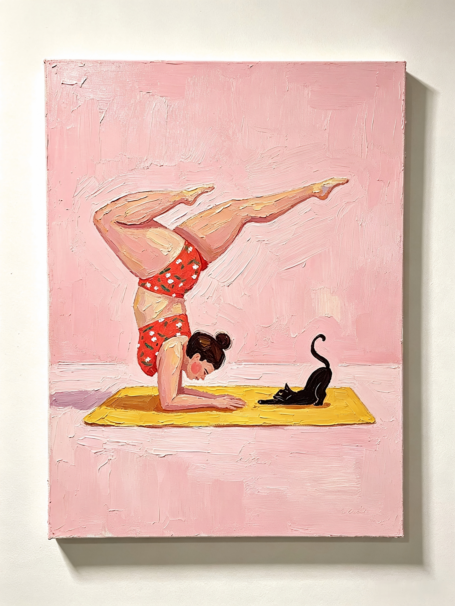 Yoga‑Mädchen mit schwarzer Katze - Malen nach Zahlen