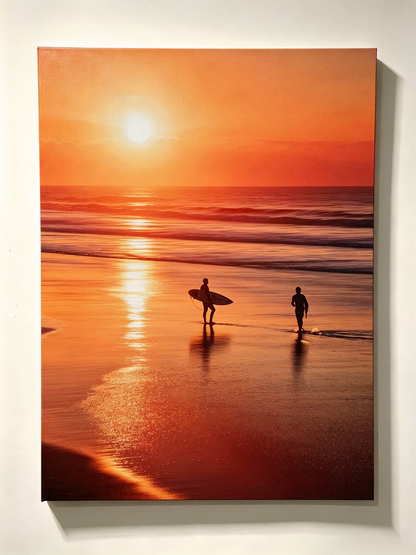 Surfer bei Sonnenuntergang am Strand- Malen nach Zahlen