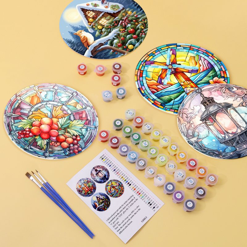 Malen nach Zahlen - 4 Tischsets | Winter-Motiv