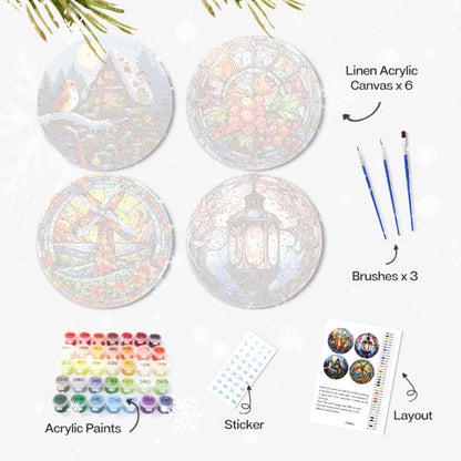 Malen nach Zahlen - 4 Tischsets | Winter-Motiv