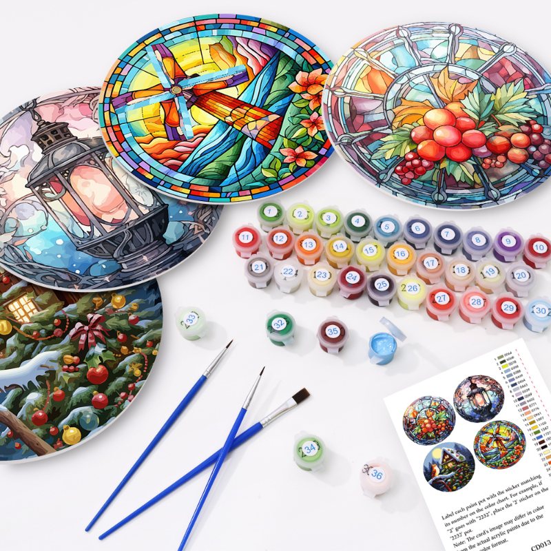 Malen nach Zahlen - 4 Tischsets | Winter-Motiv