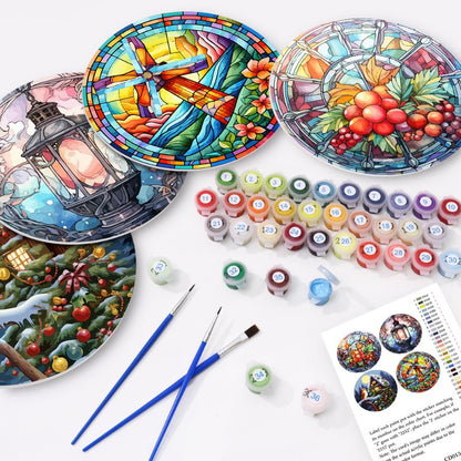 Malen nach Zahlen - 4 Tischsets | Winter-Motiv