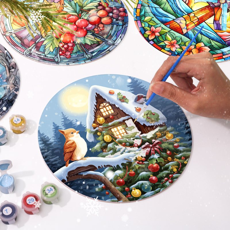 Malen nach Zahlen - 4 Tischsets | Winter-Motiv