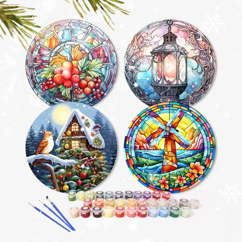 Malen nach Zahlen - 4 Tischsets | Winter-Motiv