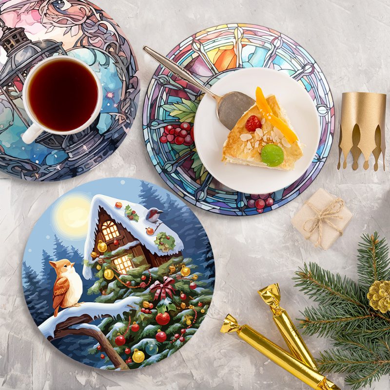 Malen nach Zahlen - 4 Tischsets | Winter-Motiv