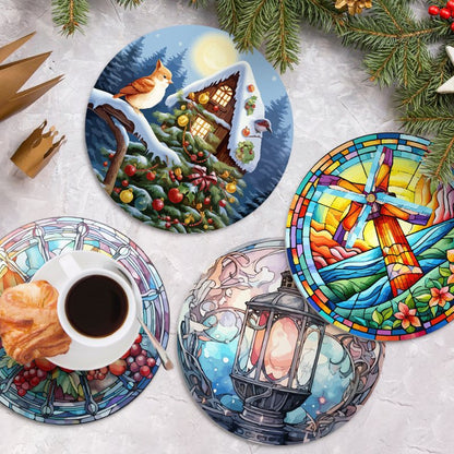 Malen nach Zahlen - 4 Tischsets | Winter-Motiv