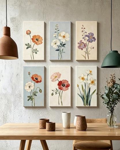 Sechs Blumenstudien - Malen nach Zahlen