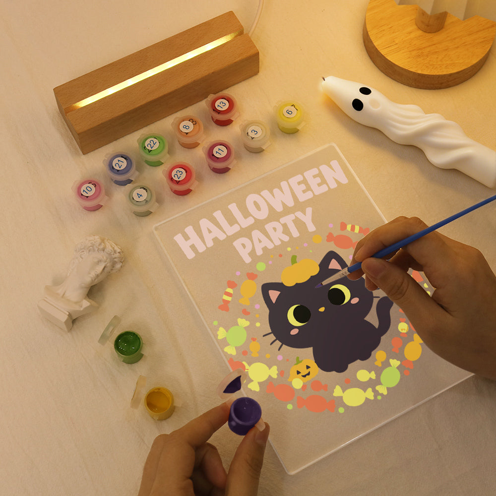 Malen nach Zahlen Halloween Lampe – Kürbispfoten