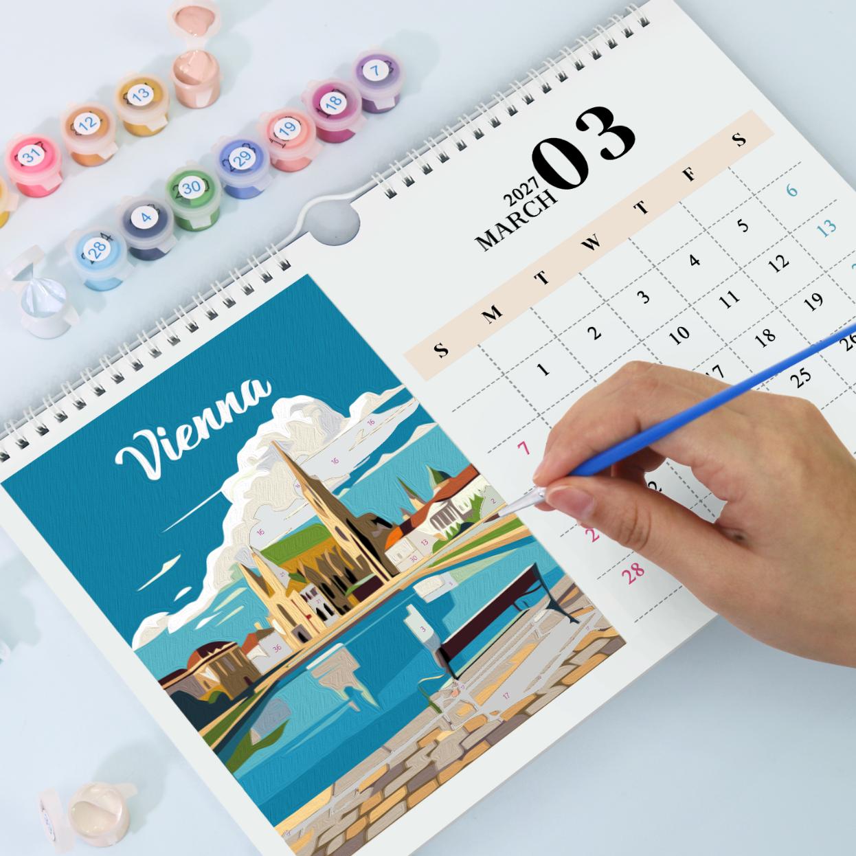 2027 Malen nach Zahlen Kalender | Berühmte Monumente Edition