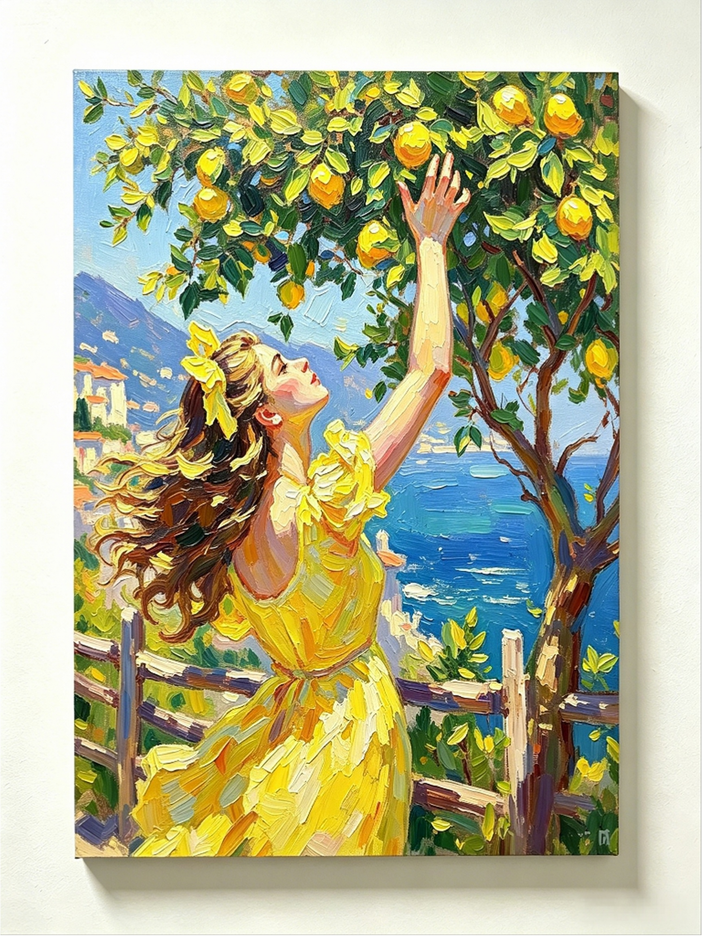 Mädchen mit Zitronenbaum - Malen nach Zahlen