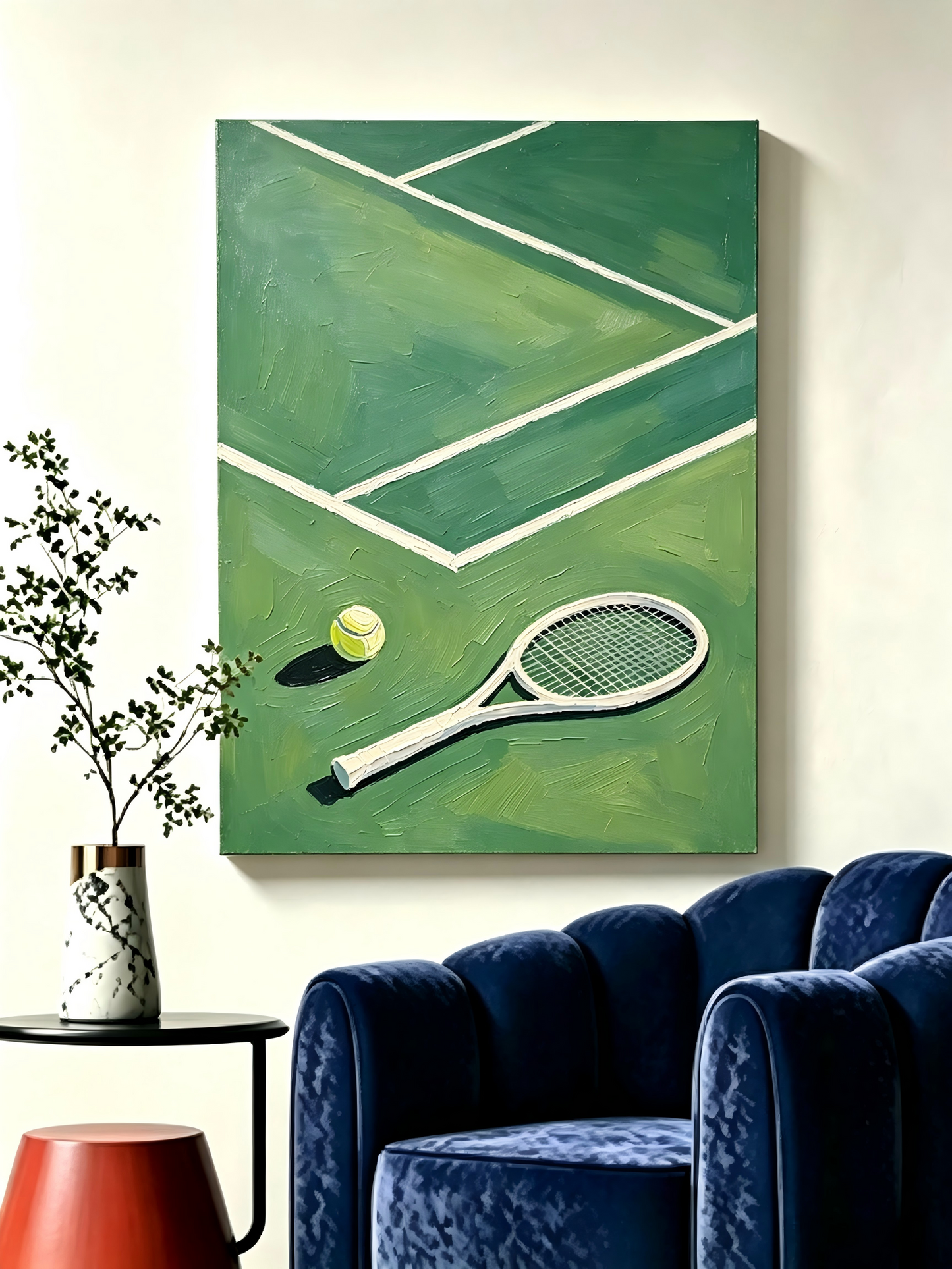 Grüner Tennisplatz- Malen nach Zahlen