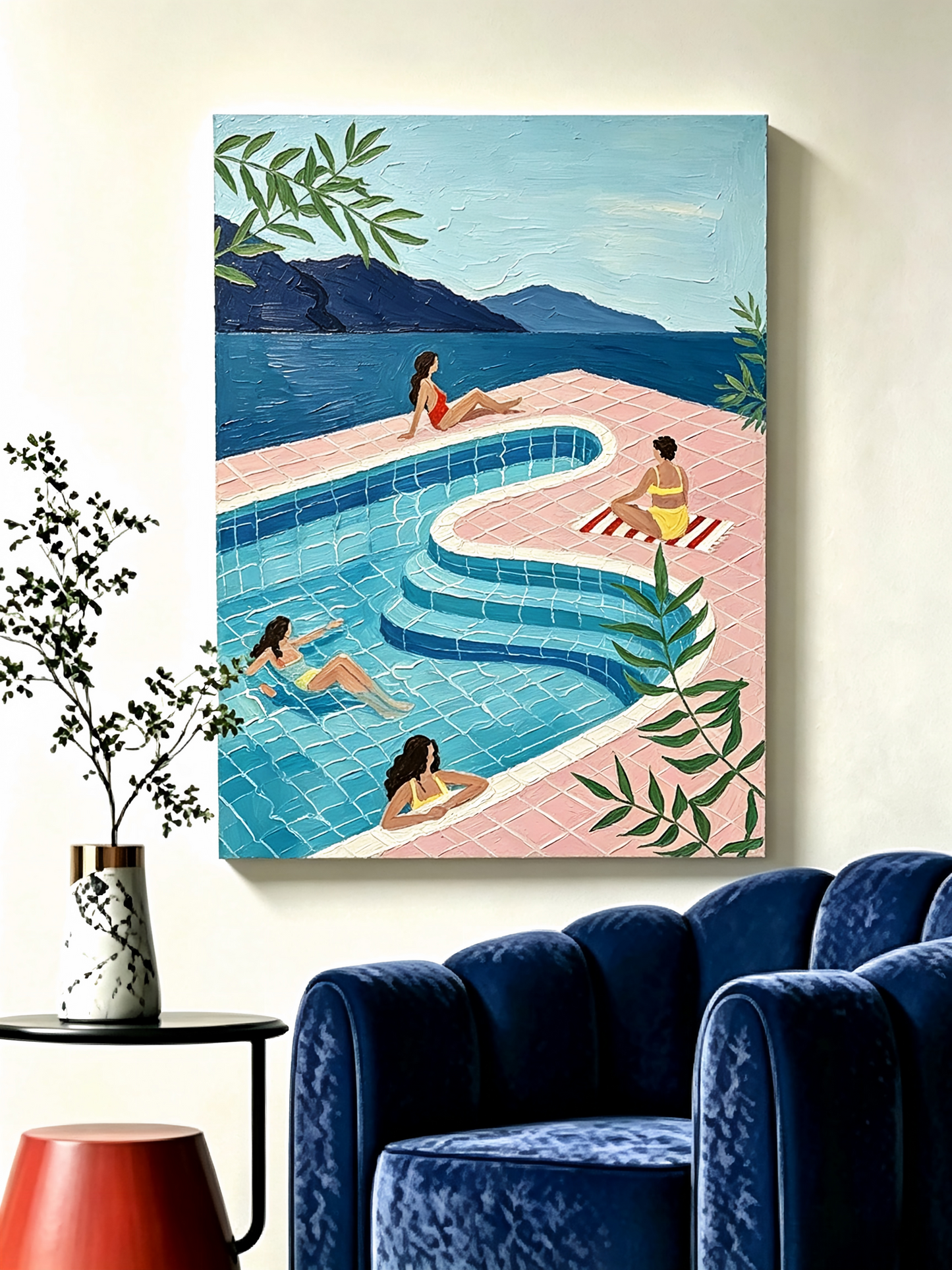 Sommerträume am türkisblauen Pool- Malen nach Zahlen