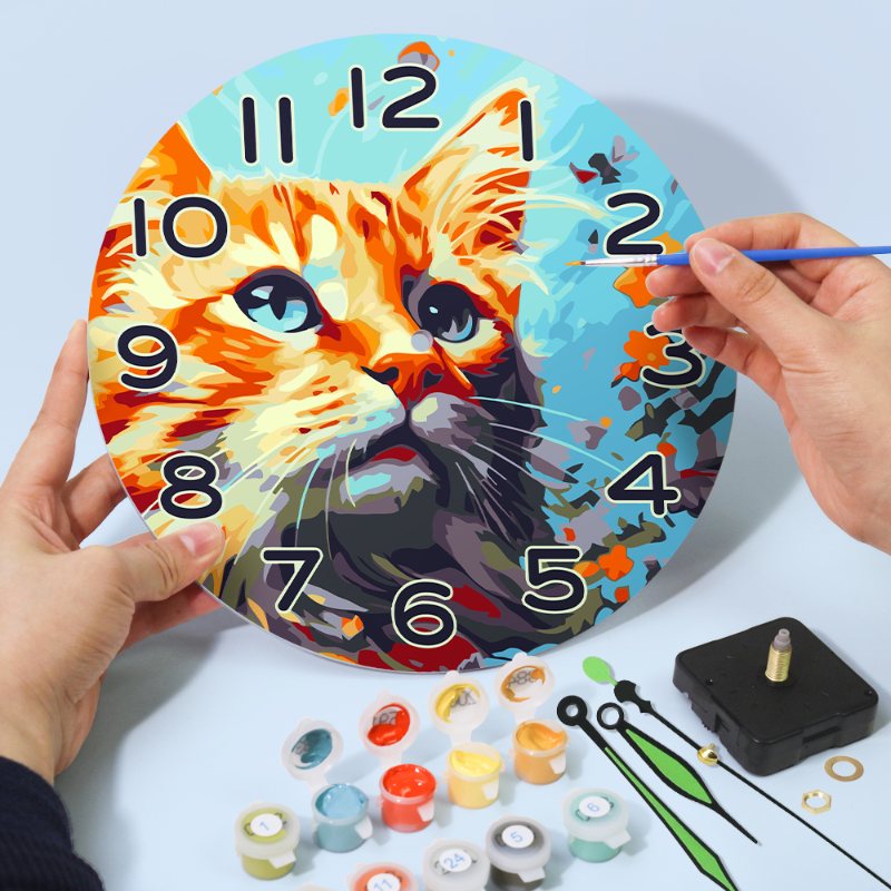 Malen nach Zahlen Uhr – Hübsche Katze