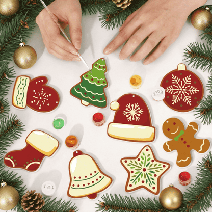 Malen nach Zahlen - 8 Weihnachtsanhängern | Winter-Set