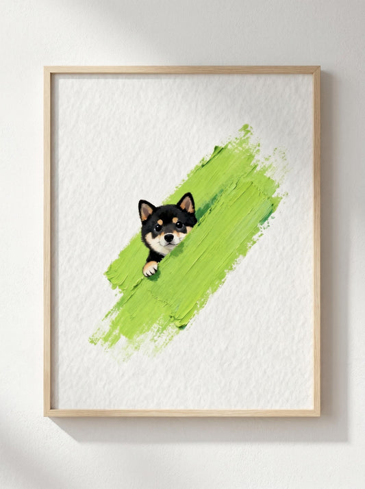 Schwarzer Shiba Inu Welpe – Malen nach Zahlen für Kinder