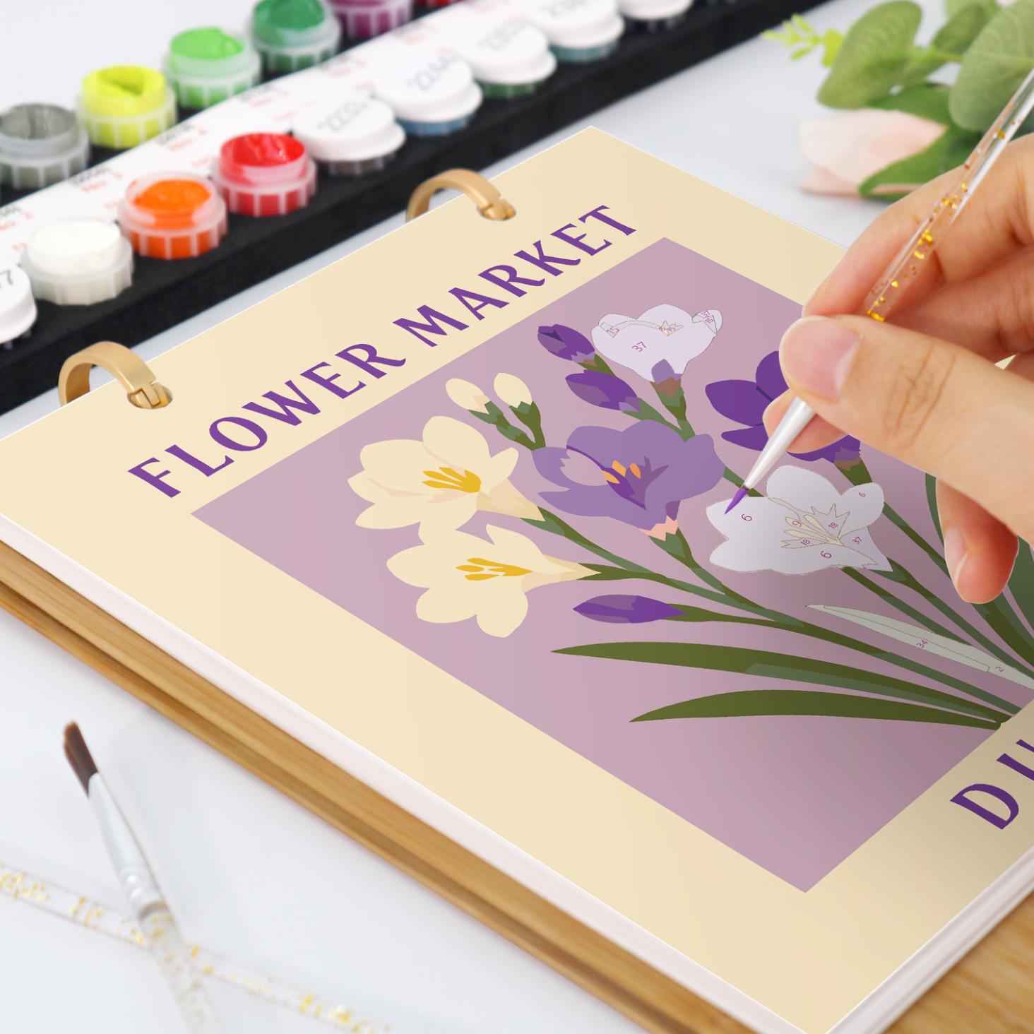 2027 Malen nach Zahlen Tischkalender | Blumenmarkt-Edition