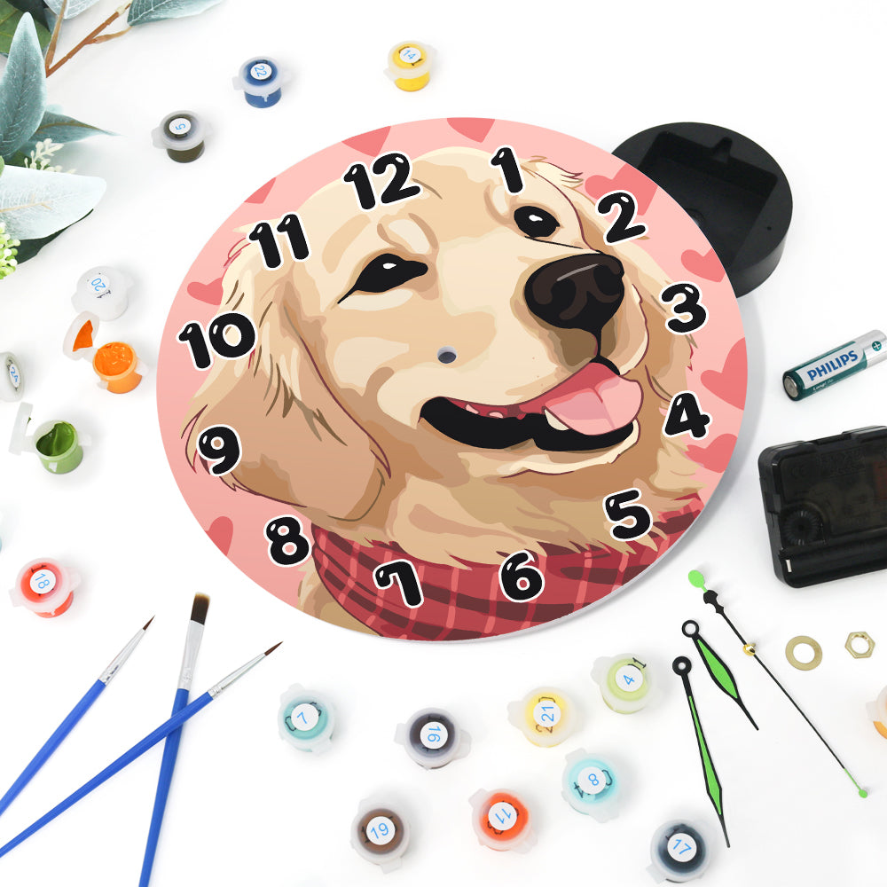 Malen nach Zahlen Uhr – Süßer Hund