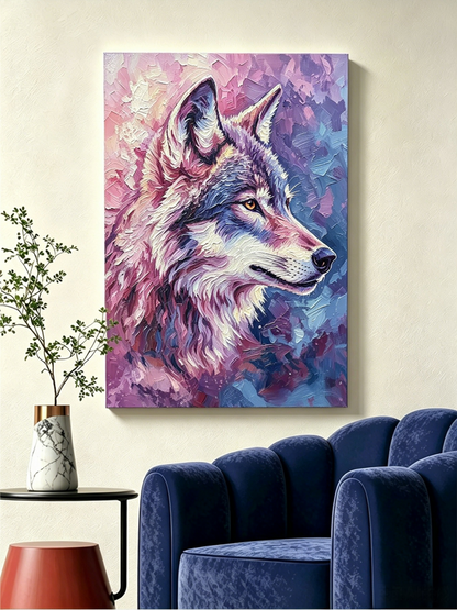 Wolfsprofil in Rosa & Lila - Malen nach Zahlen